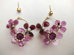 Resin Floral Hoop Earrings
