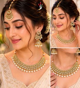 Elegant White Necklace and Mangtika Set