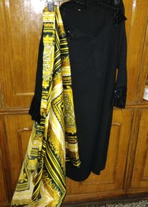 Elegant Black Kurta with Scarf