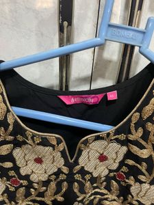 Elegant Black Embroidered Anarkali Gown