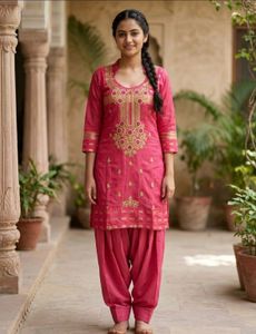Pink Embroidered Kurta Set