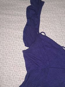 Korean Blue Sexy Ruffles Backless Dress