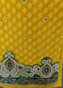 Heavy Work Yellow And Magenta Saree