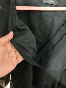 Black Tiered Fit and Flare Dress
