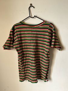 Colorful Striped Ribbed Knit Top