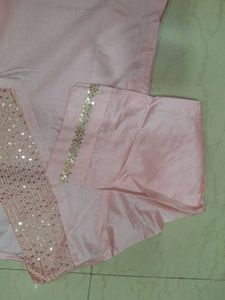 Pink Sequined Neckline Kurta
