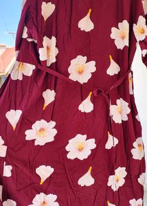 Maroon Floral Print Maxi Dress meternity dres