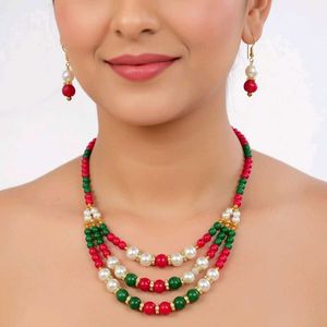 Beaded Necklace &amp; Earring Set