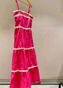 White Tiered Dress with Black Trim