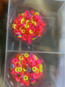 Multicoloured Polymer Fimo Ring Beads 2 String