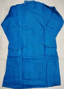 Men's Blue Kurta (Punjabi) with Golden Embroidery