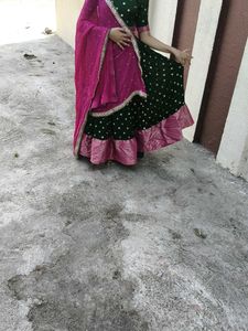 Elegant Green & Pink Lehenga Choli