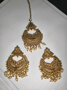 Brass Gold Plated Pearl Necklace Set for Women | T