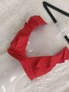 Rust Ruffled Bikini Top