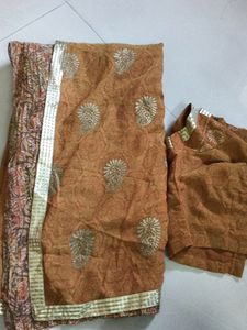 Mustard Georgette Saree With blouse