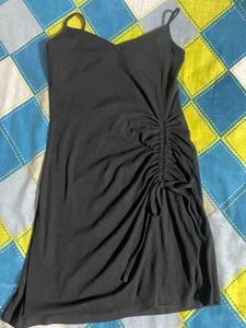 Chic Black Ruched Mini sexy Dress