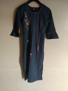 Chic Blue Embroidered Kurti
