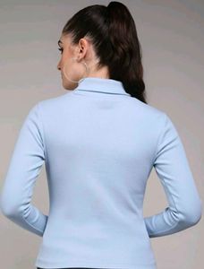 Light Blue Turtleneck Top