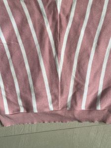 Pink &amp; White Striped V-Neck Top
