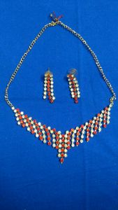 Red and white stone necklace