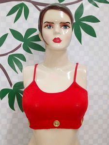 (100)Red Crop Top with Gold Detail
