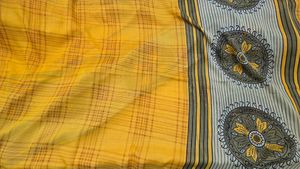 Elegant Linen Cotton Saree - Yellow Print
