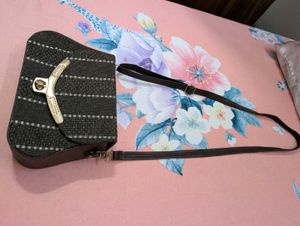 Black Textured Sling Bag | Stylish Crossbody