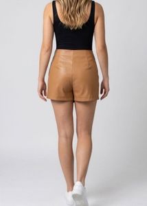 Tan Faux Leather Wrap Skirt