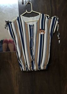 Striped Sleeveless Tie-Up Top