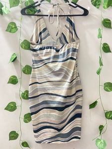 Striped Halter Neck Mini Bodycon Dress