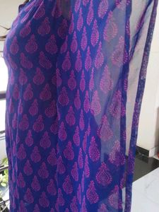 Blue Printed Kaftan Kurta