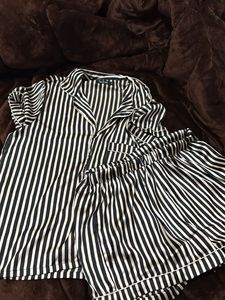 Stylish Striped satin night wear