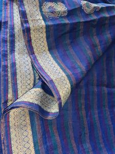 Elegant Blue Striped Saree