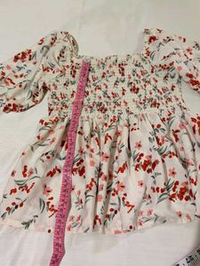 Floral Smocked Square Neck Top