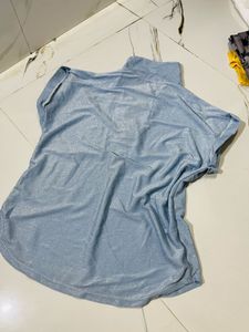 Sparkly Light Blue Collared Top