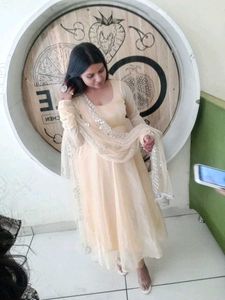 Elegant Cream Anarkali Suit with Dupatta