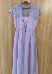 💜✨ Enchanting Lilac High-Neck Maxi Dress