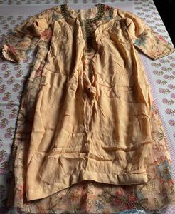 Peach Floral Kurta Set