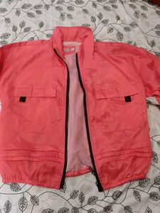 Vintage Style Coral Windbreaker Jacket