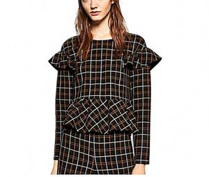 ZARA Plaid Ruffle Peplum Top