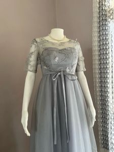 Elegant Grey Tulle Gown
