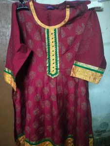 Maroon Kurta with Golden Print