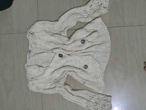 Cream Knit Cardigan with Buttons