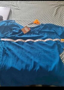 Blue Ruffled Sleeve Top