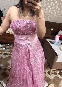 Sparkling Pink Strapless Gown🎀❤️🦋