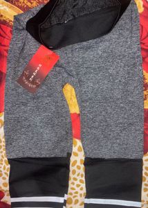 Grey Heathered Leggings with Black Accents