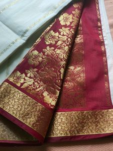 Off White Maroon Saree