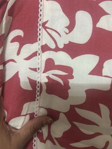Red &amp; White Floral Kurta  cum Co-cord se