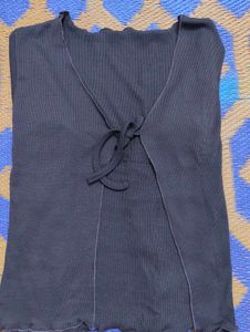 Brown Tie-Front Cardigan Top