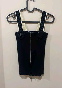 Chic Black Zipper Tank Top S-M